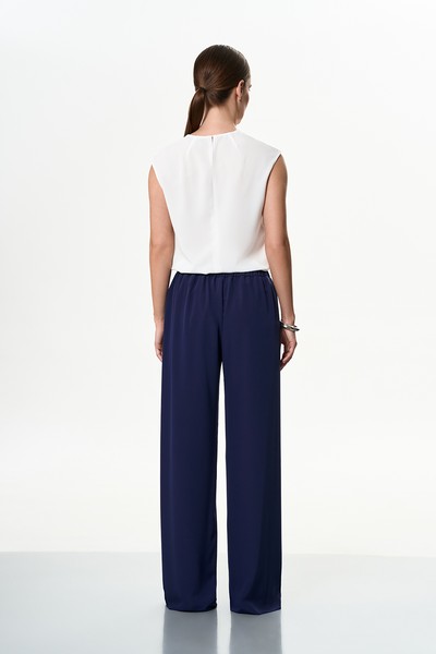 Брюки широкие синие VASSA&Co, пол женский, цвет синий, фото №4