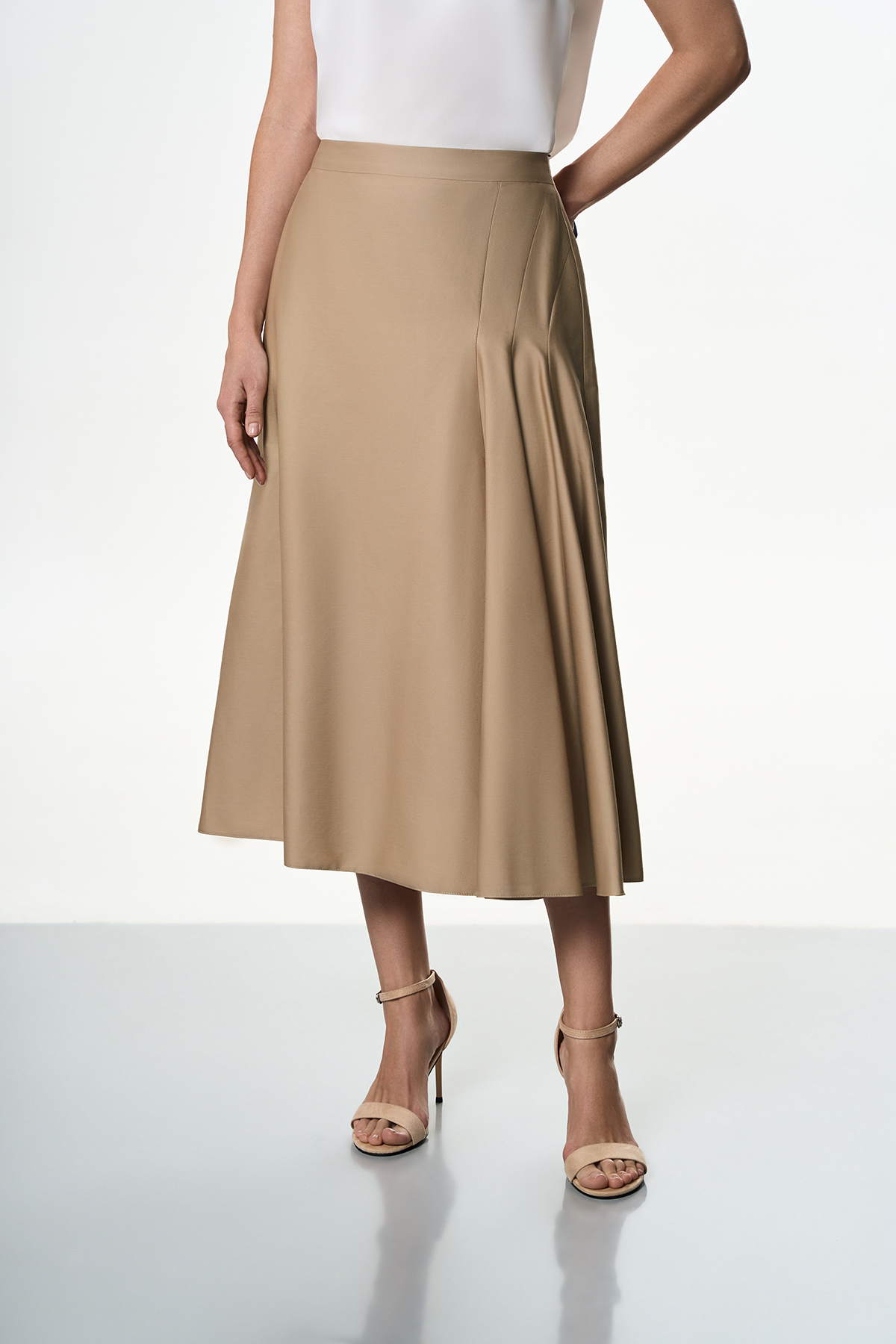 Юбка-миди бежевая VASSA&Co, пол женский, цвет бежевый, фото №2