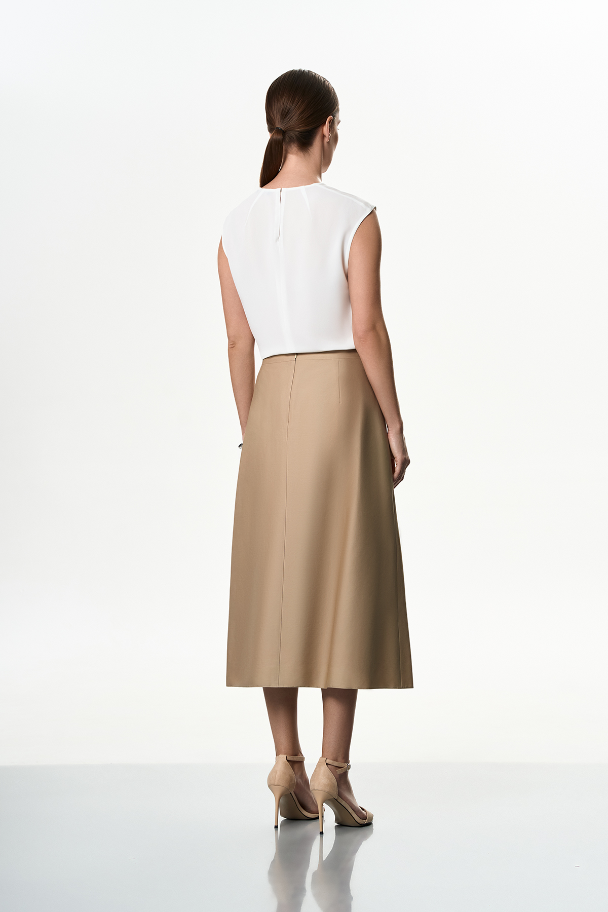 Юбка-миди бежевая VASSA&Co, пол женский, цвет бежевый, фото №3