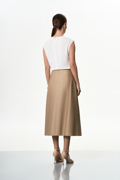 Юбка-миди бежевая VASSA&Co, пол женский, цвет бежевый, фото №3
