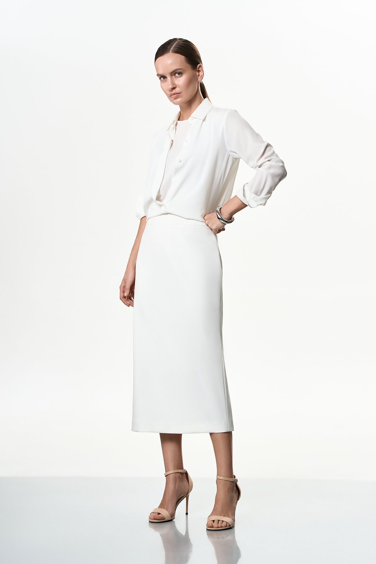Юбка белая VASSA&Co, пол женский, цвет белый, фото №3