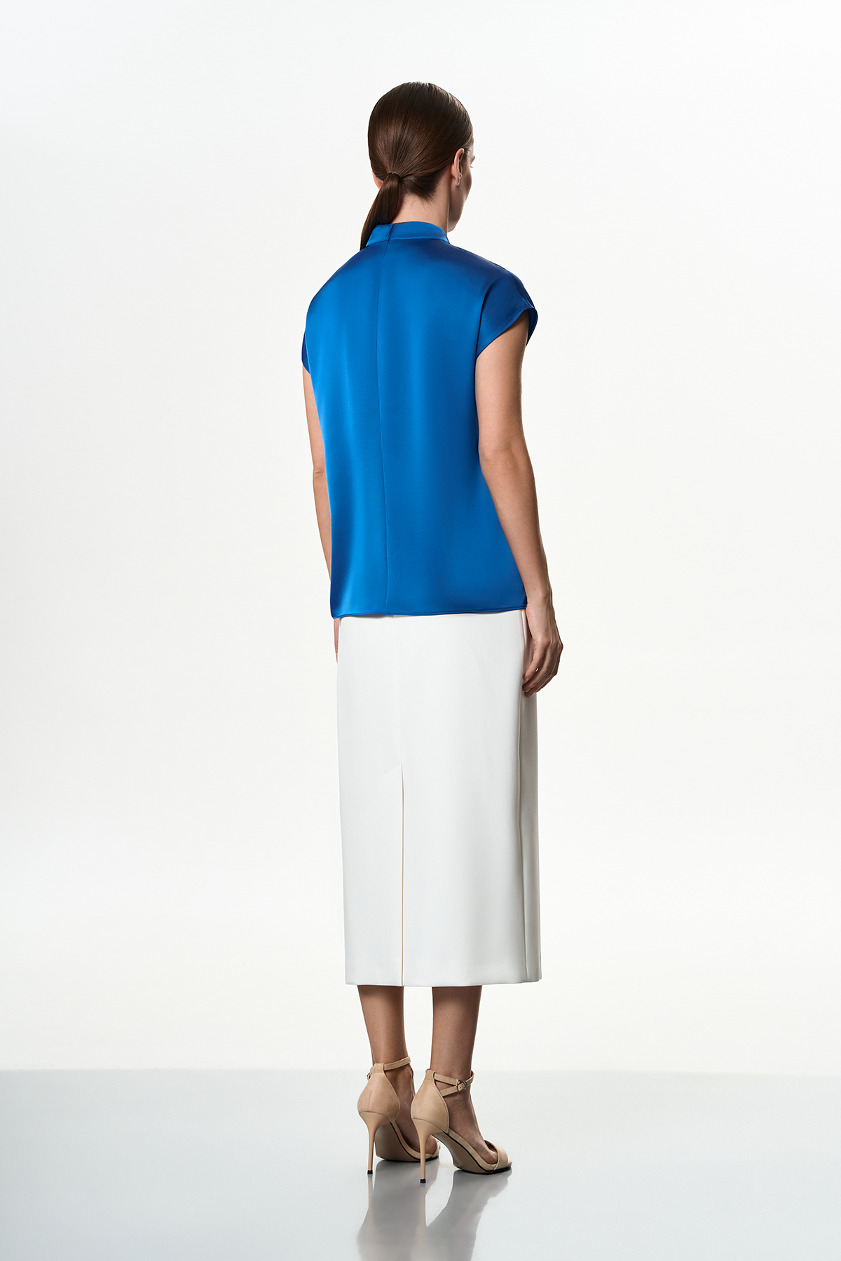 Блузка синяя VASSA&Co, пол женский, цвет синий, фото №3