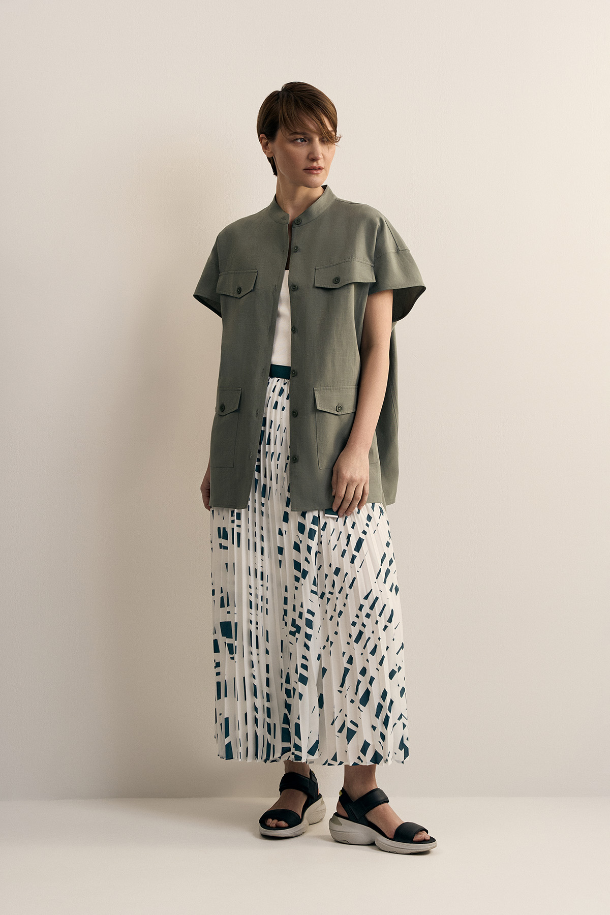 Юбка с принтом VASSA CODE, пол женский, цвет голубой, фото №4