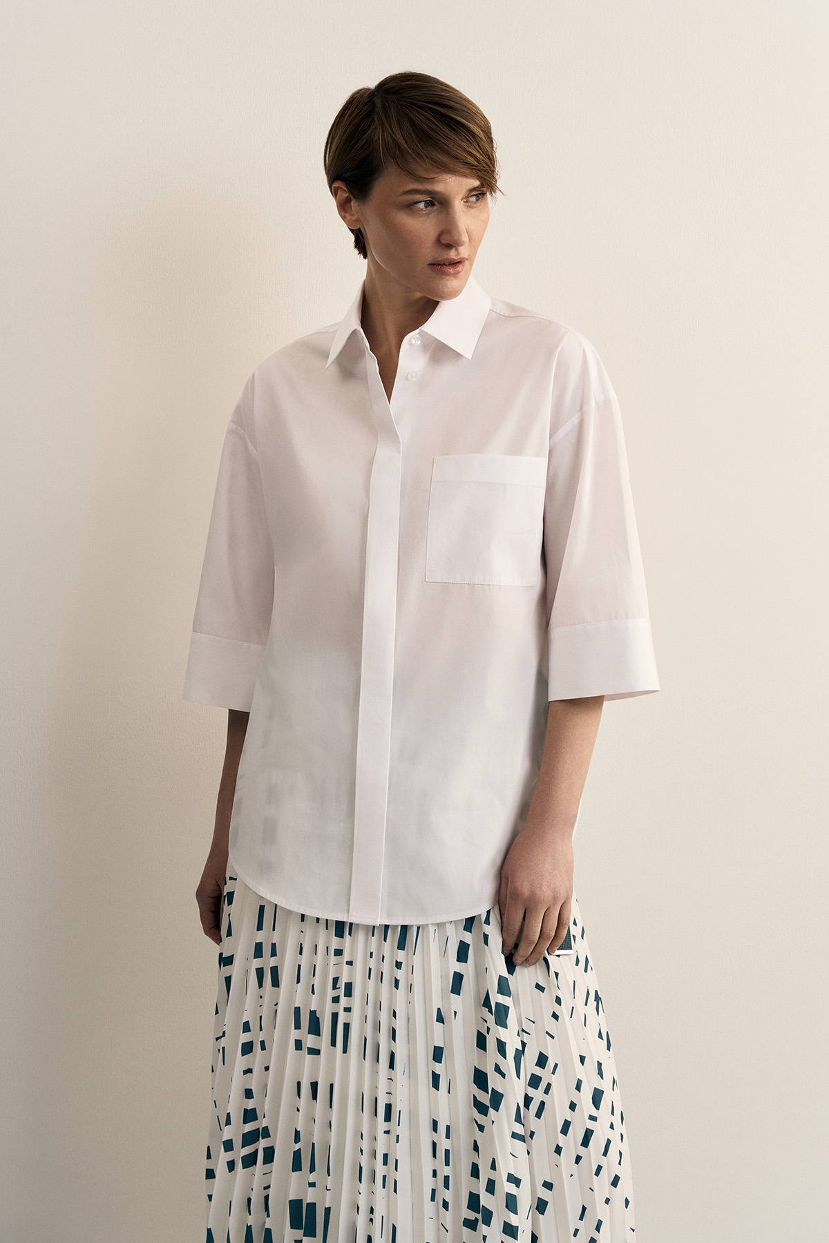 Рубашка с коротким рукавом VASSA CODE, пол female, цвет white, фото №2