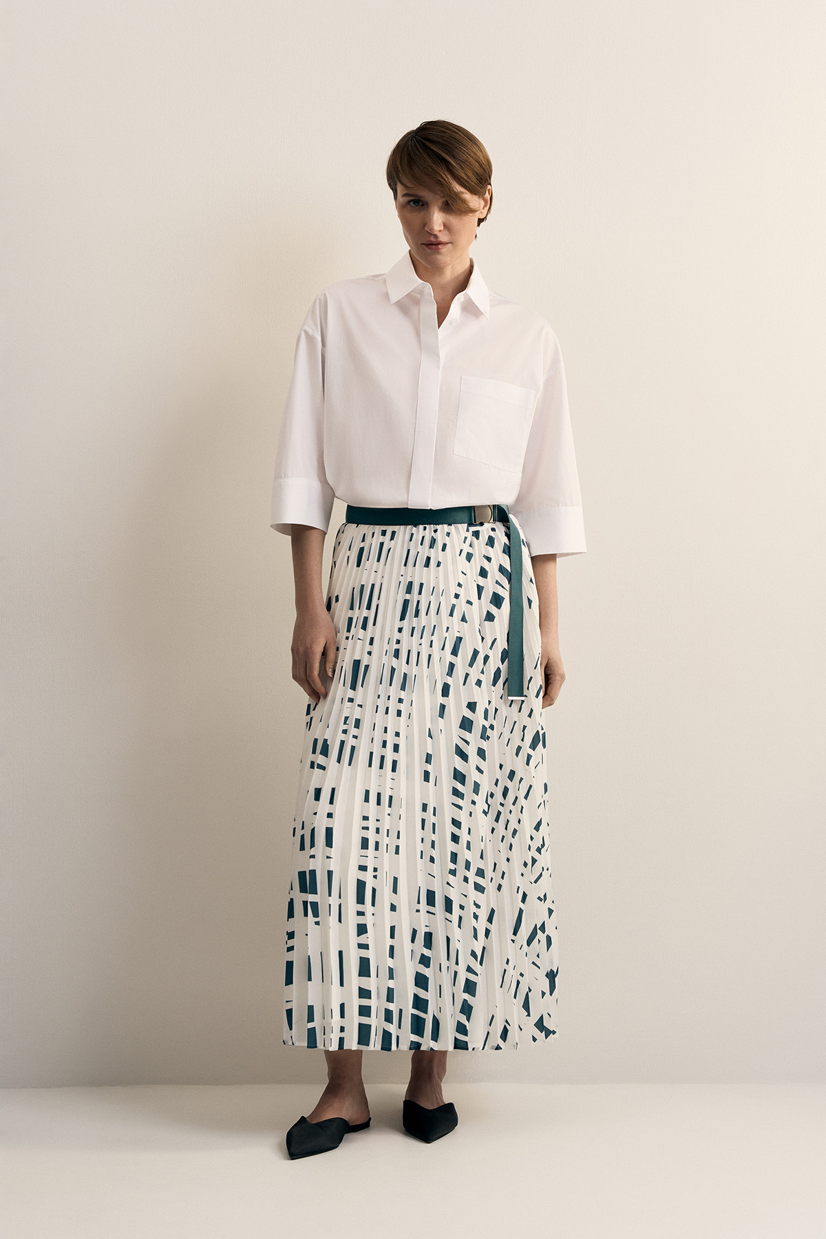 Юбка с принтом VASSA CODE, пол женский, цвет голубой, фото №3