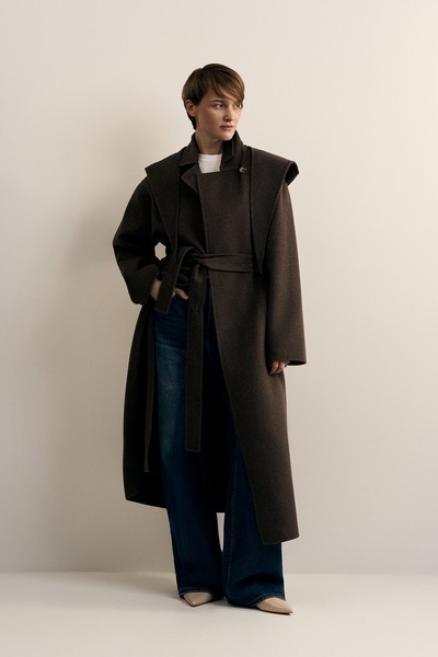 Пальто женское с капюшоном VASSA CODE, пол female, цвет brown, фото №2