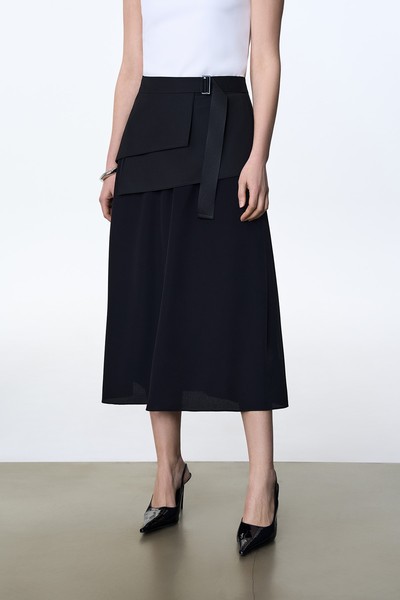 Юбка со съемной баской VASSA&Co, пол female, цвет black, фото №2
