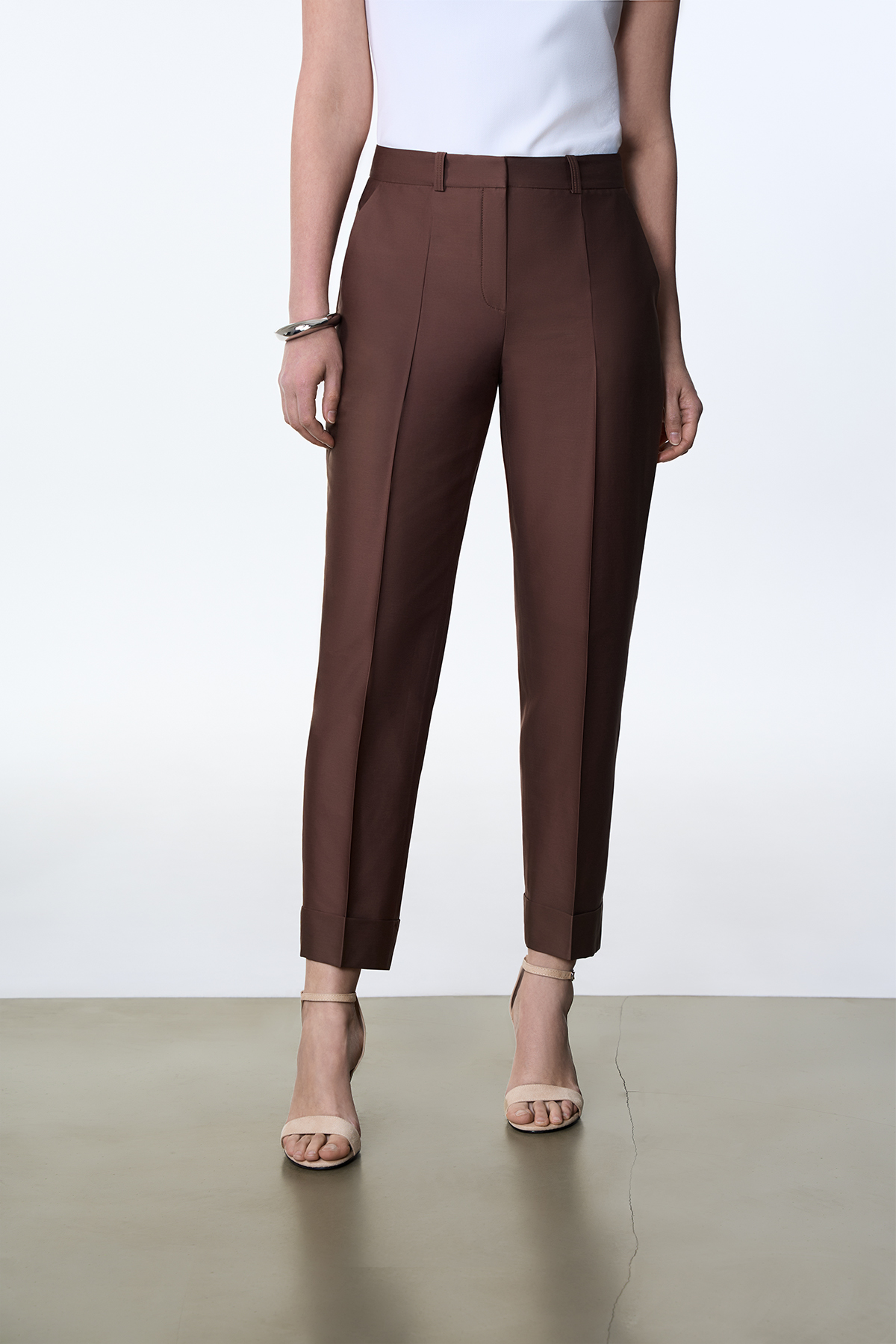 Брюки укороченные VASSA&Co, пол женский, цвет коричневый, фото №2