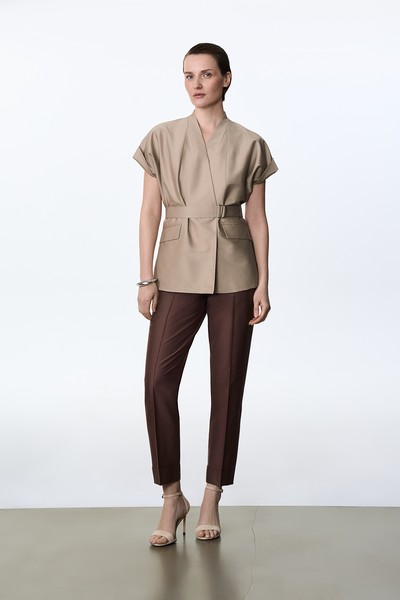 Жакет с поясом VASSA&Co, пол женский, цвет хаки, фото №2