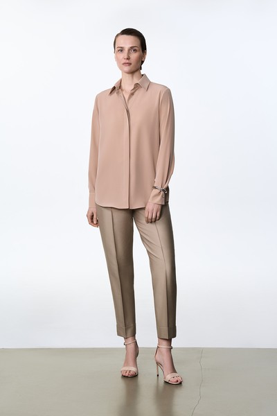 Блузка бежевая VASSA&Co, пол female, цвет бежевый, фото №2