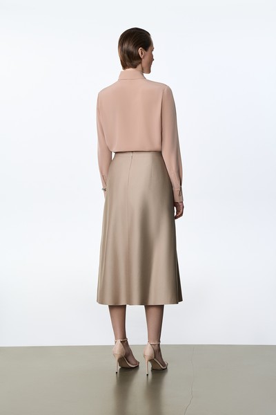 Юбка миди песочного цвета VASSA&Co, пол женский, цвет хаки, фото №4