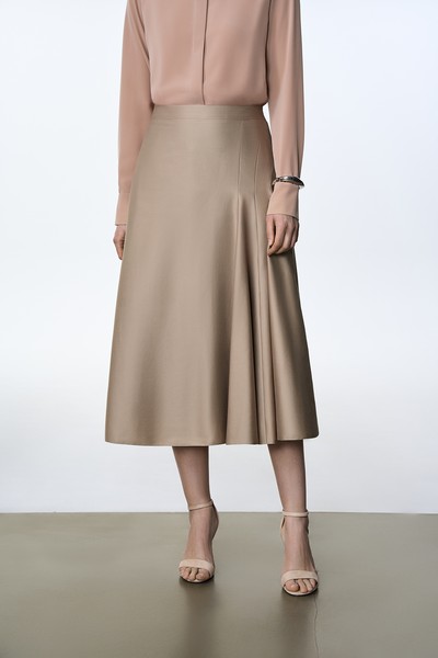 Юбка миди песочного цвета VASSA&Co, пол женский, цвет хаки, фото №2