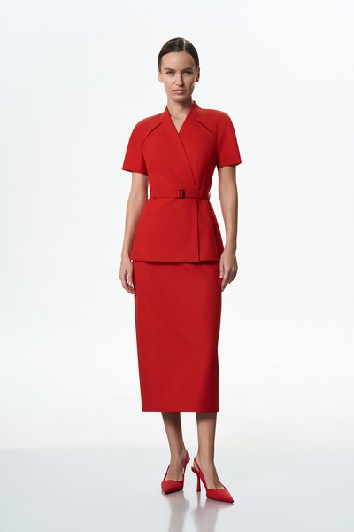 Жакет с коротким рукавом VASSA&Co, пол female, цвет red, фото №2