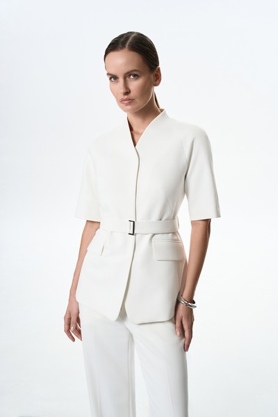 Жакет с коротким рукавом VASSA&Co, пол female, цвет white, фото №3