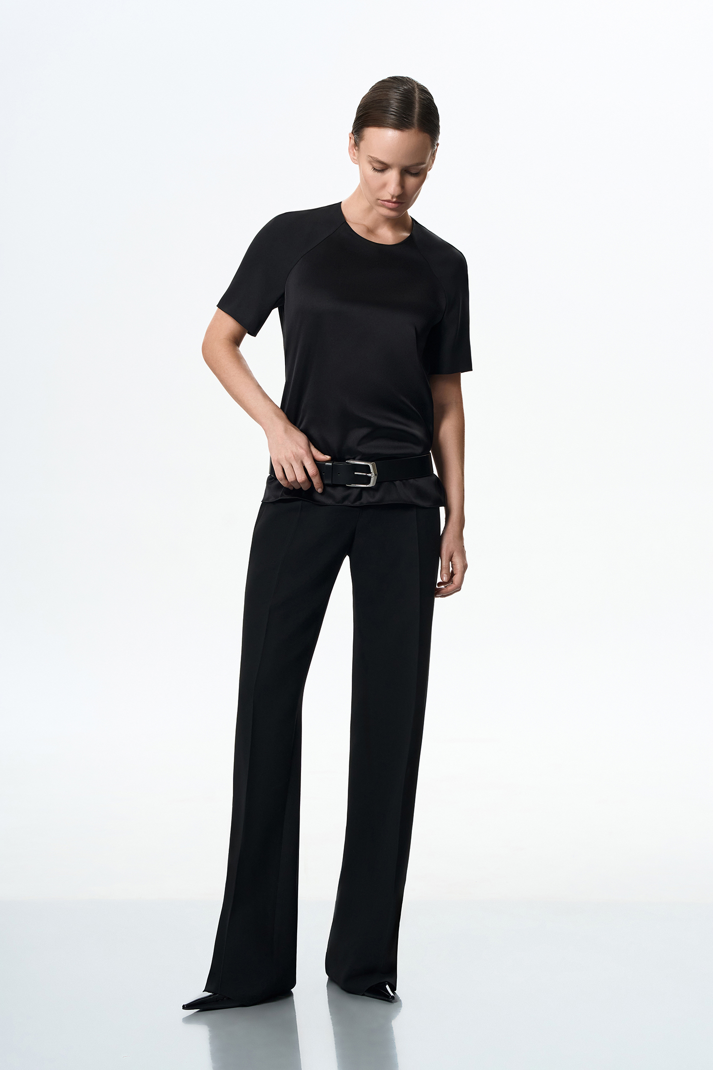 Блузка чёрная VASSA&Co, пол female, цвет black, фото №3