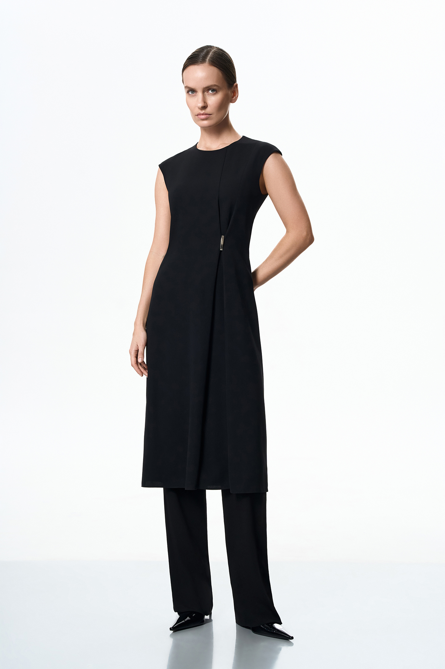 Платье с драпировкой VASSA&Co, пол female, цвет black, фото №3