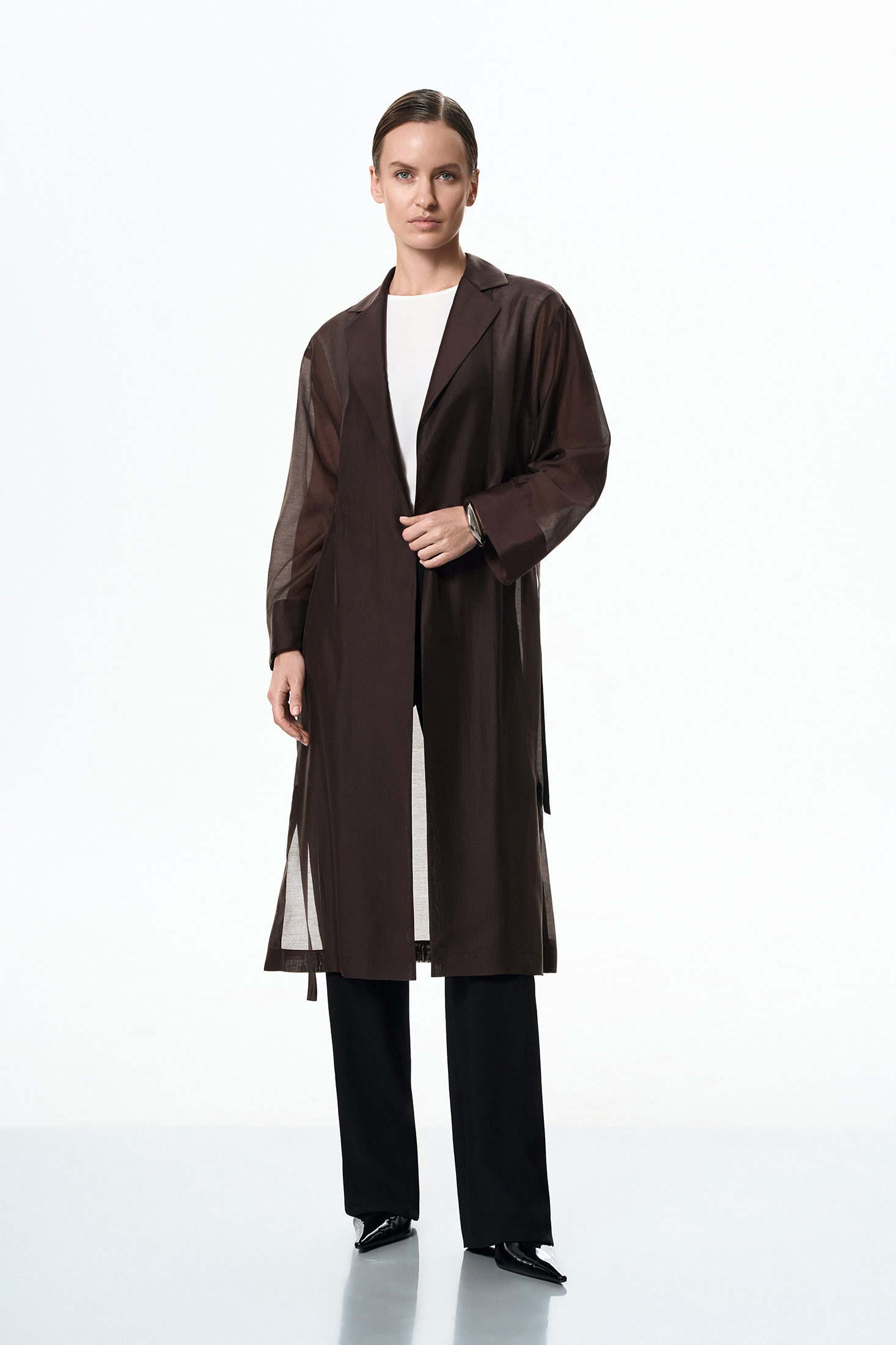 Блузка полупрозрачная VASSA&Co, пол female, цвет brown, фото №2