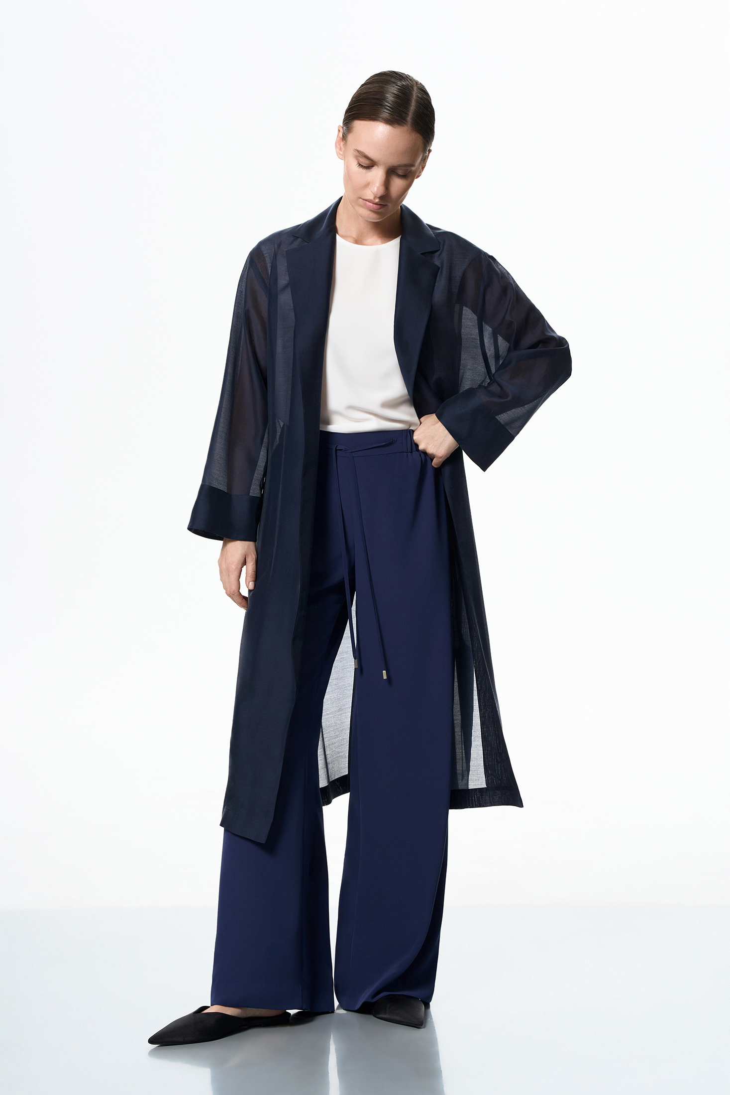 Блузка полупрозрачная VASSA&Co, пол female, цвет синий, фото №2