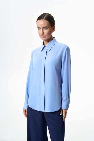 Блузка голубая VASSA&Co, пол female, цвет синий, фото №2