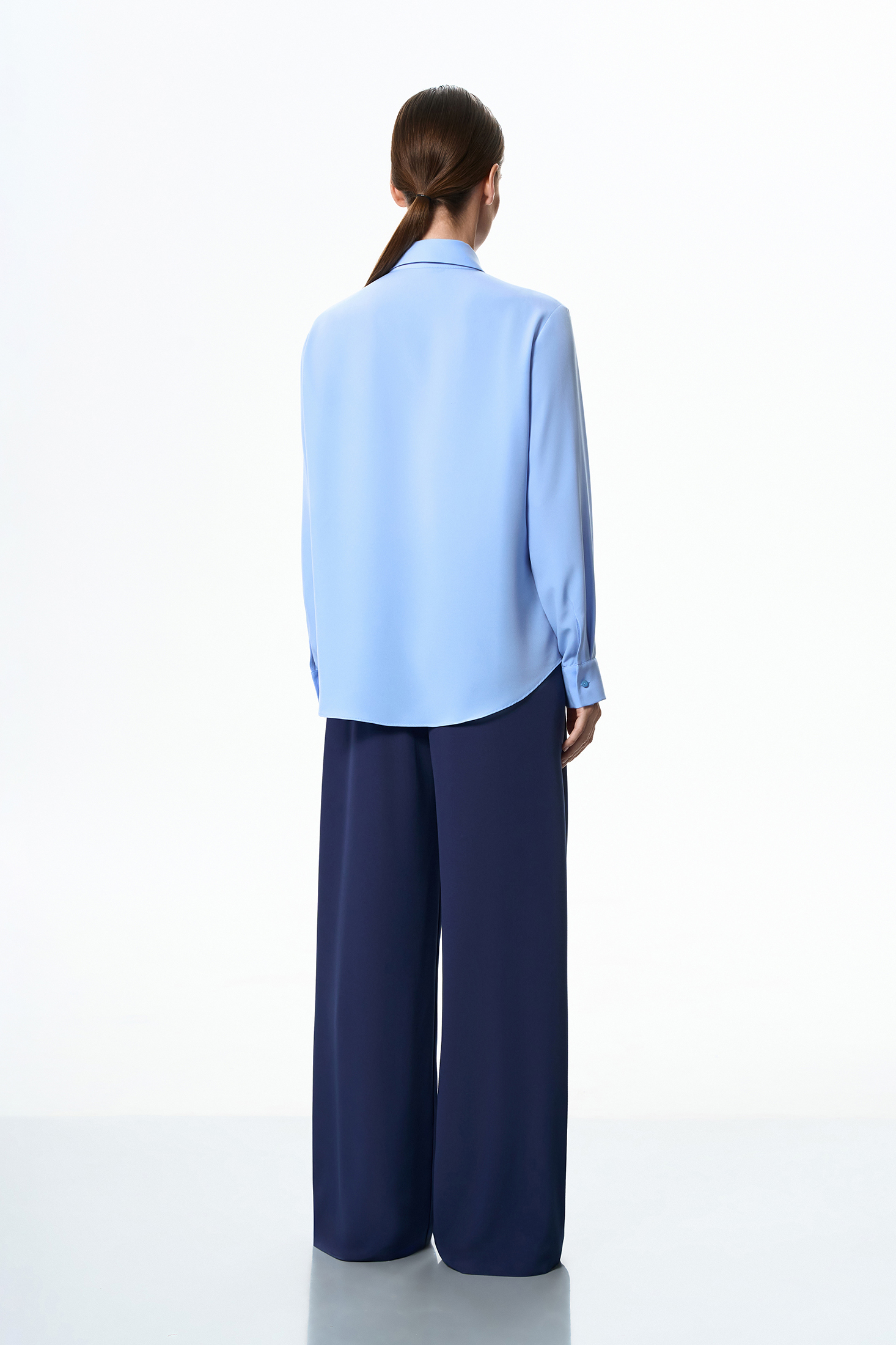 Блузка голубая VASSA&Co, пол female, цвет синий, фото №3