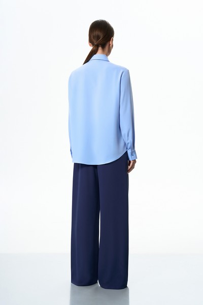 Блузка голубая VASSA&Co, пол female, цвет синий, фото №3