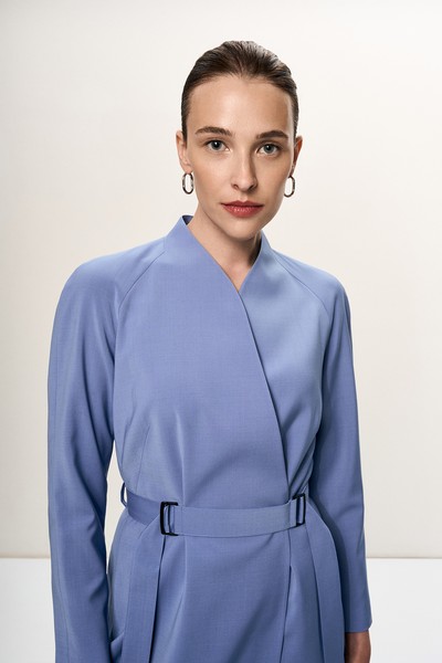 Платье с поясом VASSA&Co, пол female, цвет голубой, фото №2