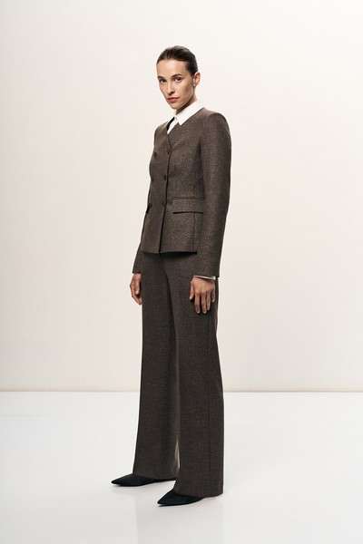 Жакет двубортный без лацканов VASSA&Co, пол female, цвет brown, фото №3