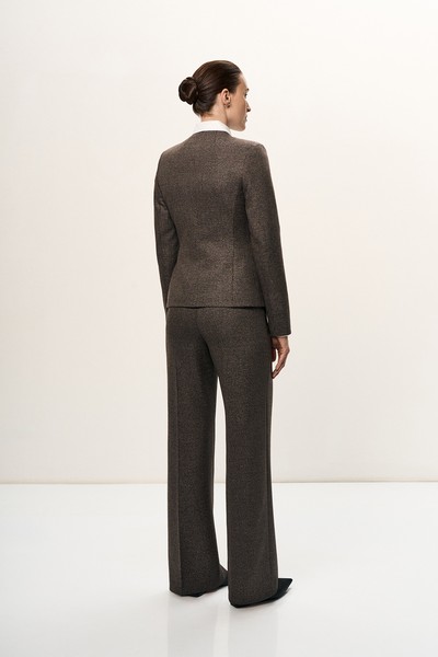 Жакет двубортный без лацканов VASSA&Co, пол female, цвет brown, фото №3