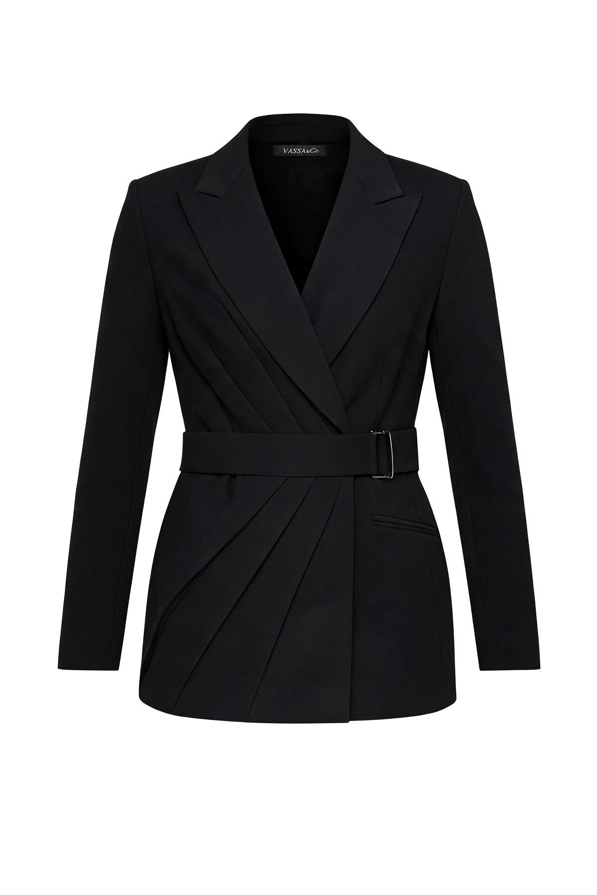 Жакет с архитектурными драпировками VASSA&Co, пол female, цвет black, фото №4