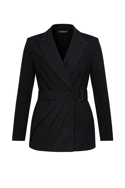 Жакет с архитектурными драпировками VASSA&Co, пол female, цвет black, фото №4
