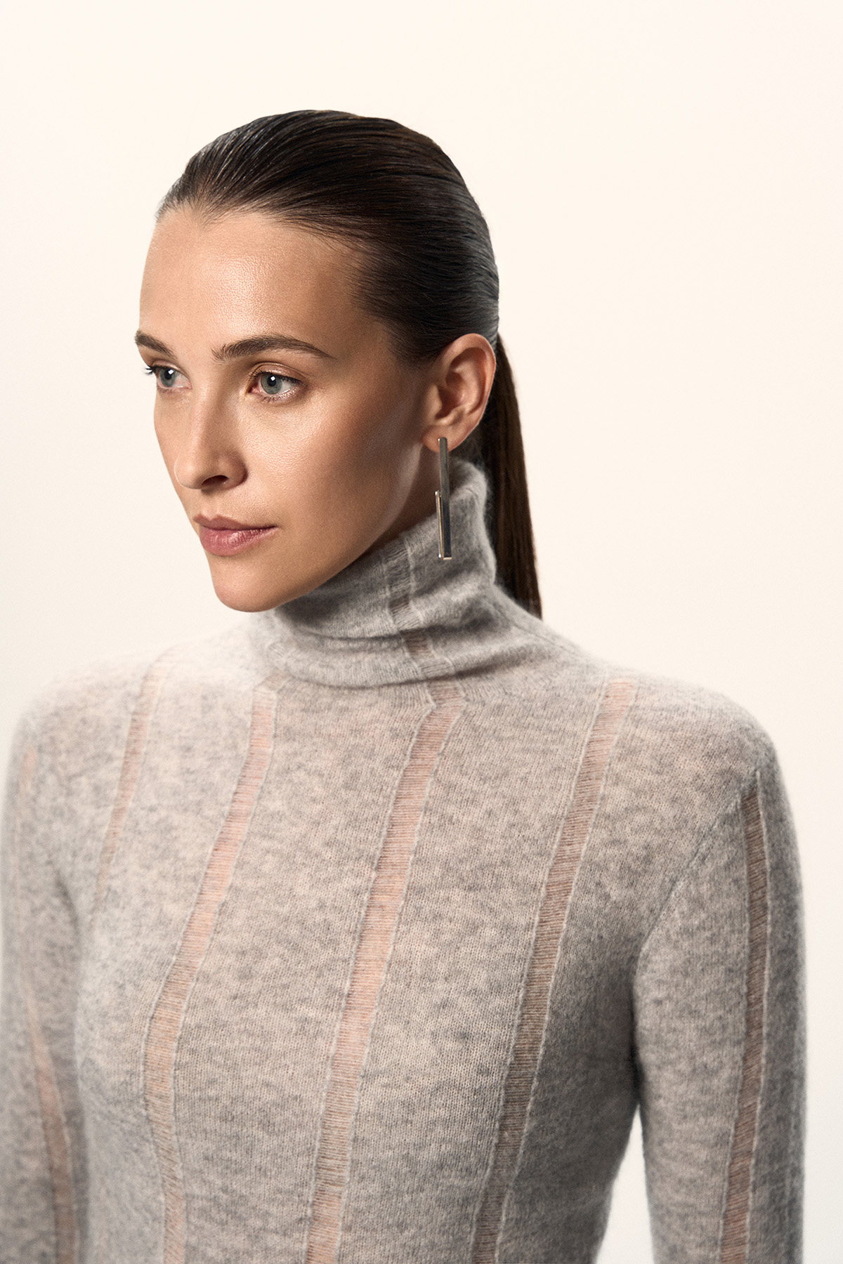 Джемпер‑водолазка из шерсти VASSA CODE, пол female, цвет серый, фото №3