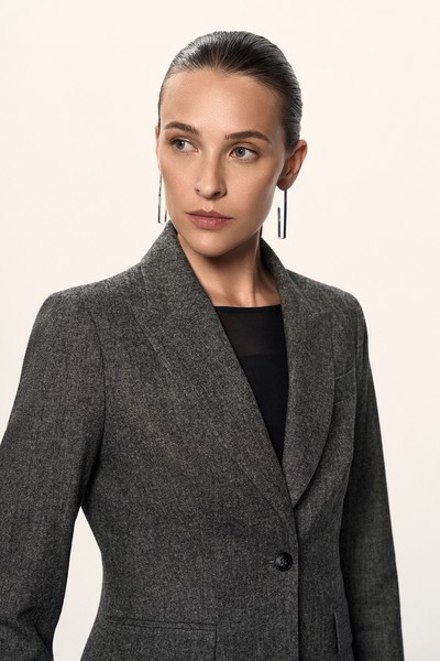 Приталенный однобортный жакет VASSA&Co, пол female, цвет серый, фото №7