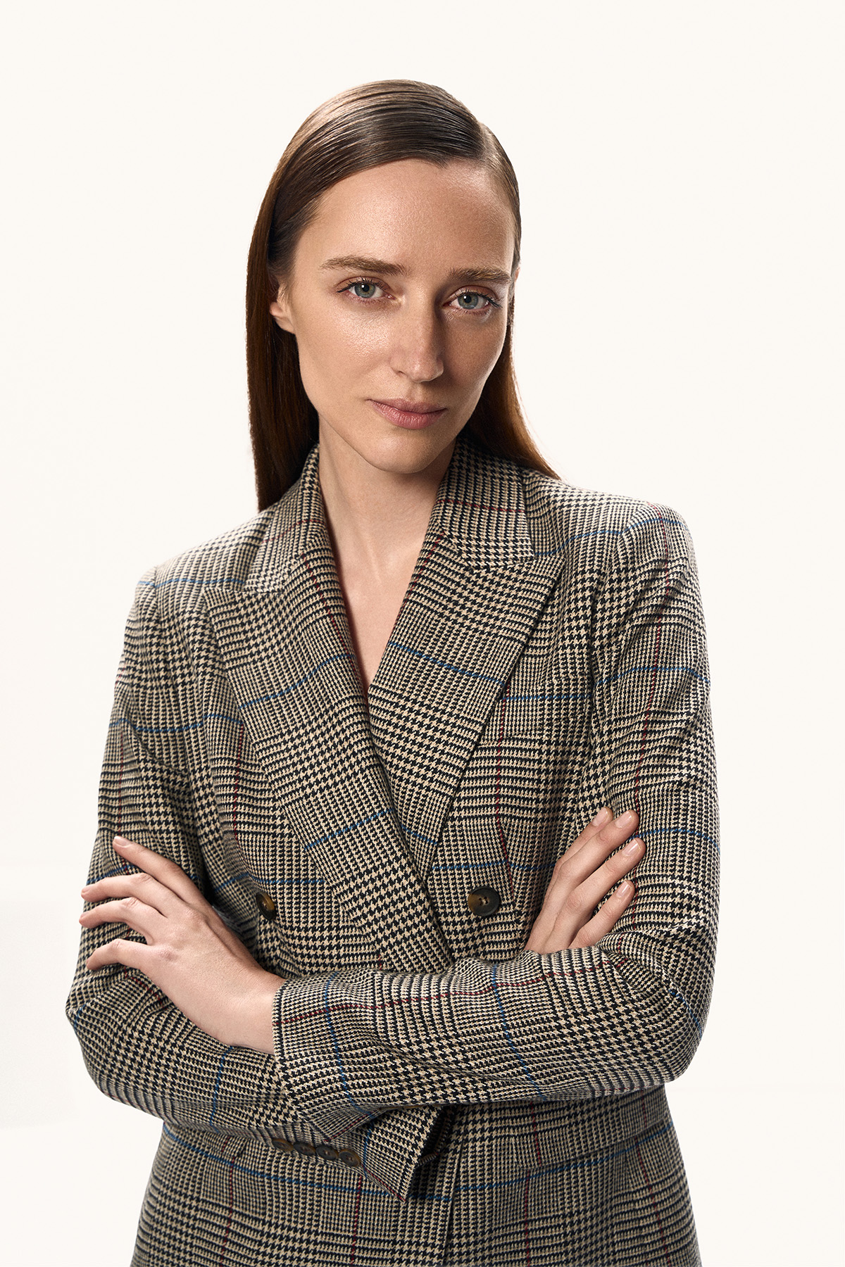 Двубортный жакет в клетку VASSA&Co, пол женский, цвет коричневый, фото №6