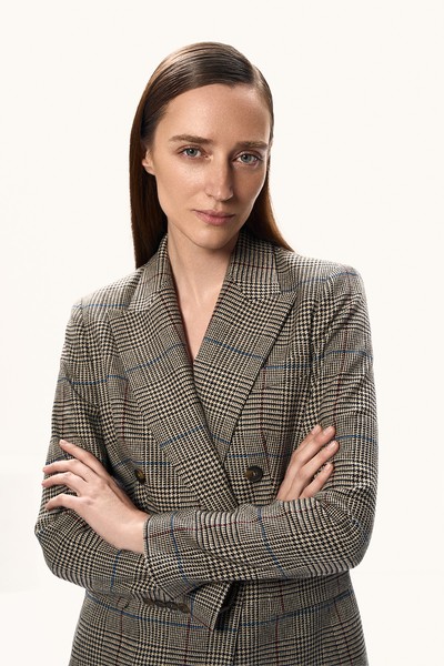 Двубортный жакет в клетку VASSA&Co, пол женский, цвет коричневый, фото №3