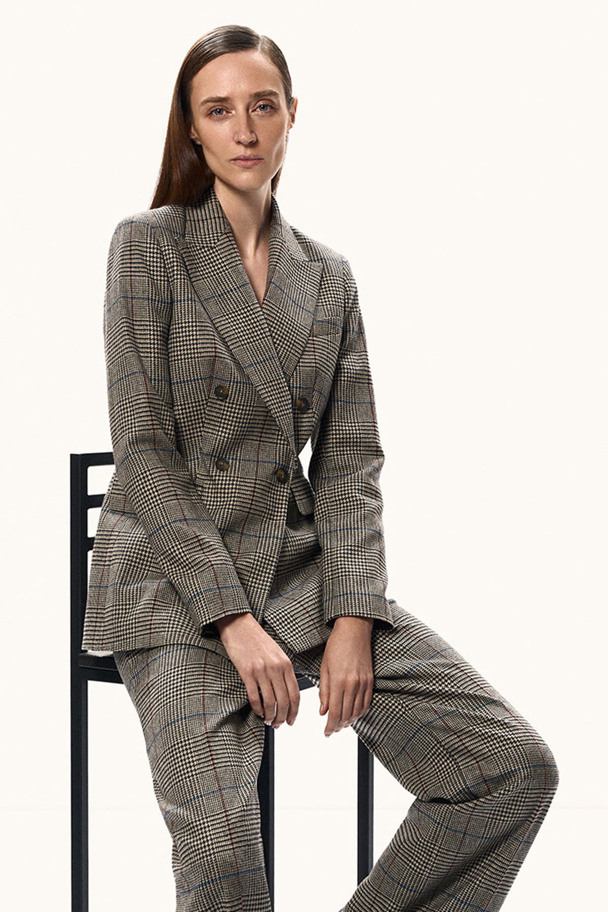 Двубортный жакет в клетку VASSA&Co, пол женский, цвет коричневый, фото №7
