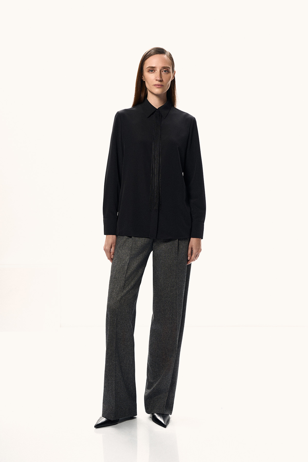 Широкие брюки из костюмной ткани VASSA&Co, пол female, цвет серый, фото №2