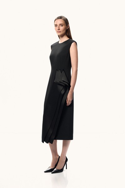 Платье с асимметричной драпировкой VASSA&Co, пол female, цвет black, фото №2